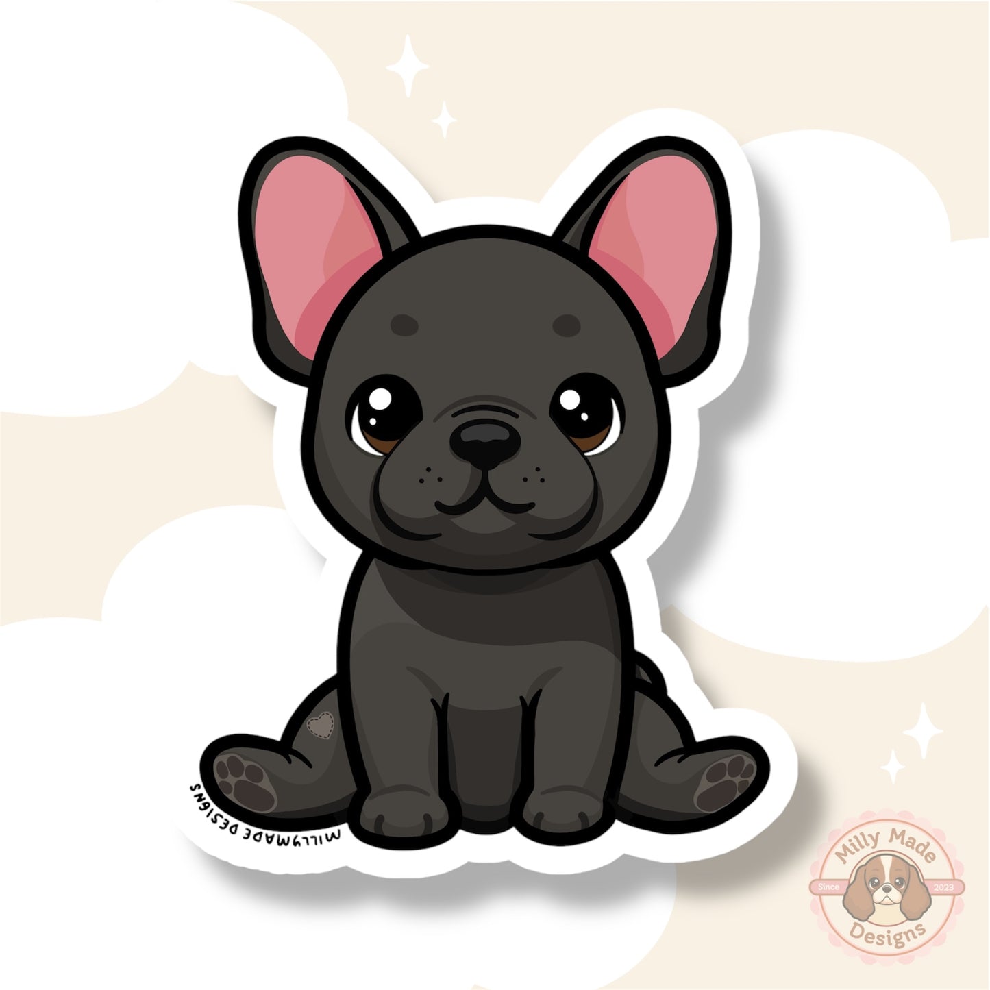 Black French Bulldog Frenchie Waterproof Vinyl Sticker