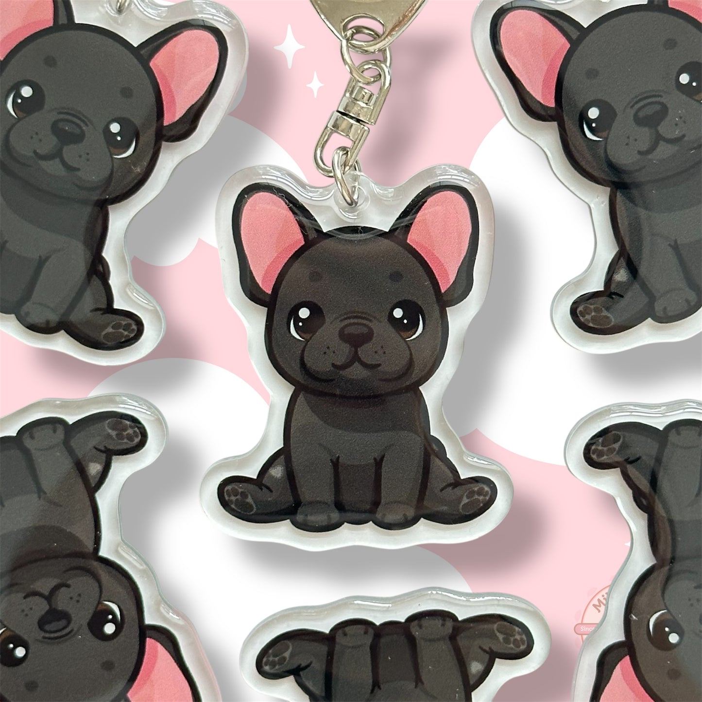 Black French Bulldog Acrylic Dog Breed Keychain