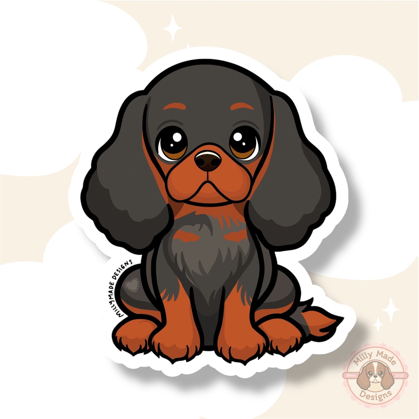 Black and Tan Cavalier King Charles Spaniel Waterproof Vinyl Sticker