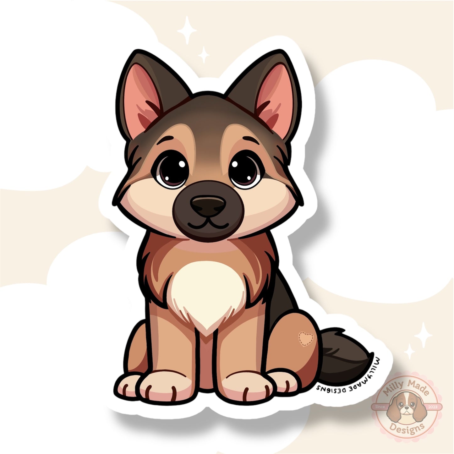 Black and Tan German Shepherd Waterproof Vinyl Sticker