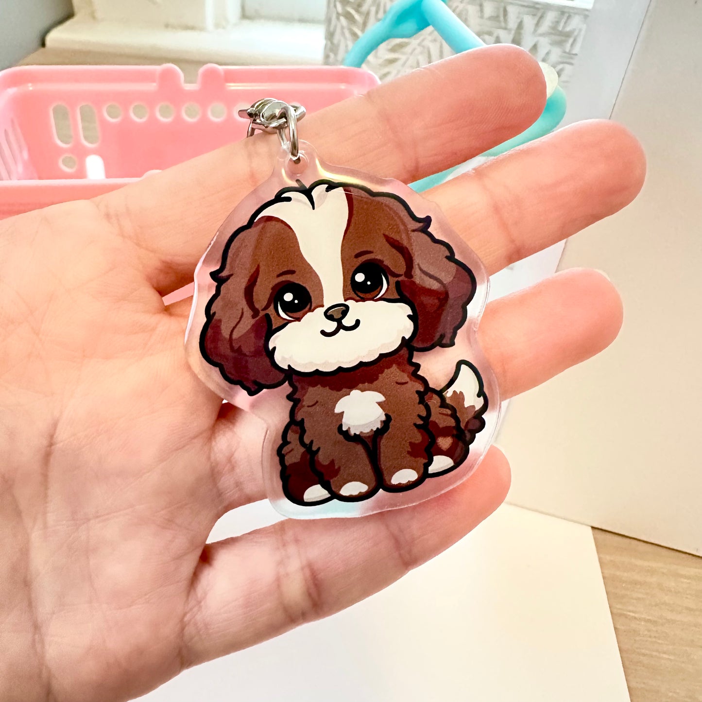 Blenheim Cavapoo Acrylic Dog Breed Keychain