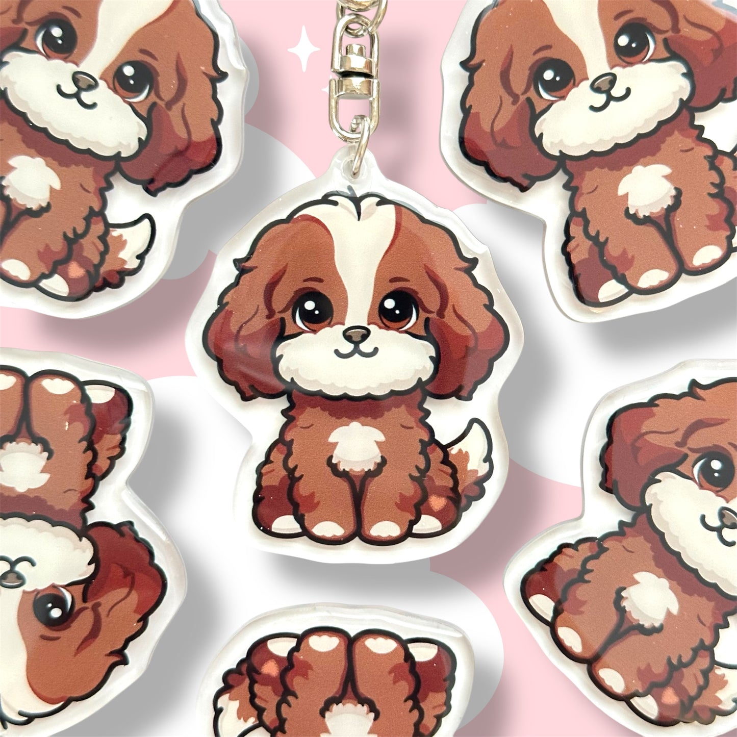 Blenheim Cavapoo Acrylic Dog Breed Keychain