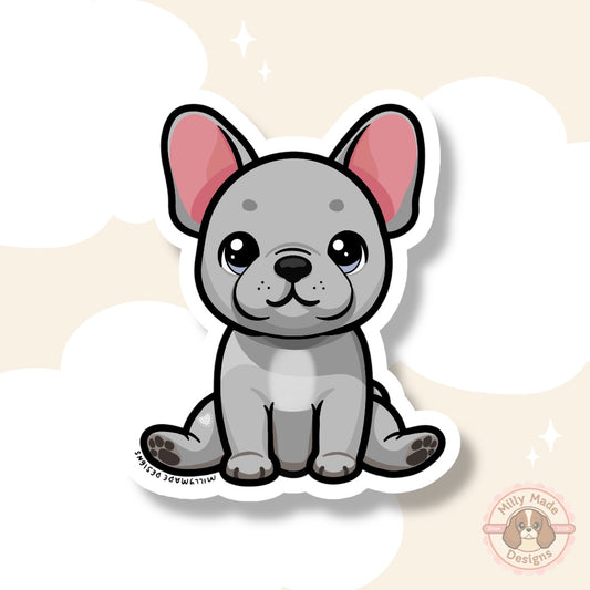 Blue French Bulldog Frenchie Waterproof Vinyl Sticker