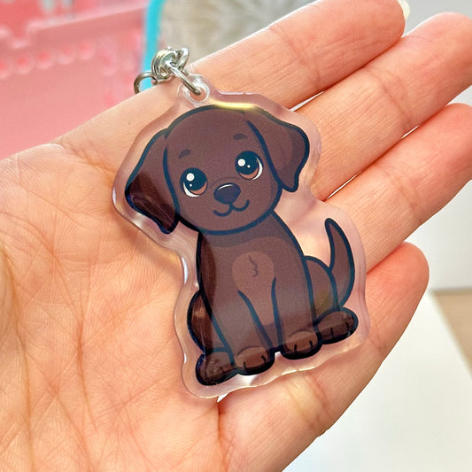 Brown Labrador Retriever Acrylic Dog Breed Keychain