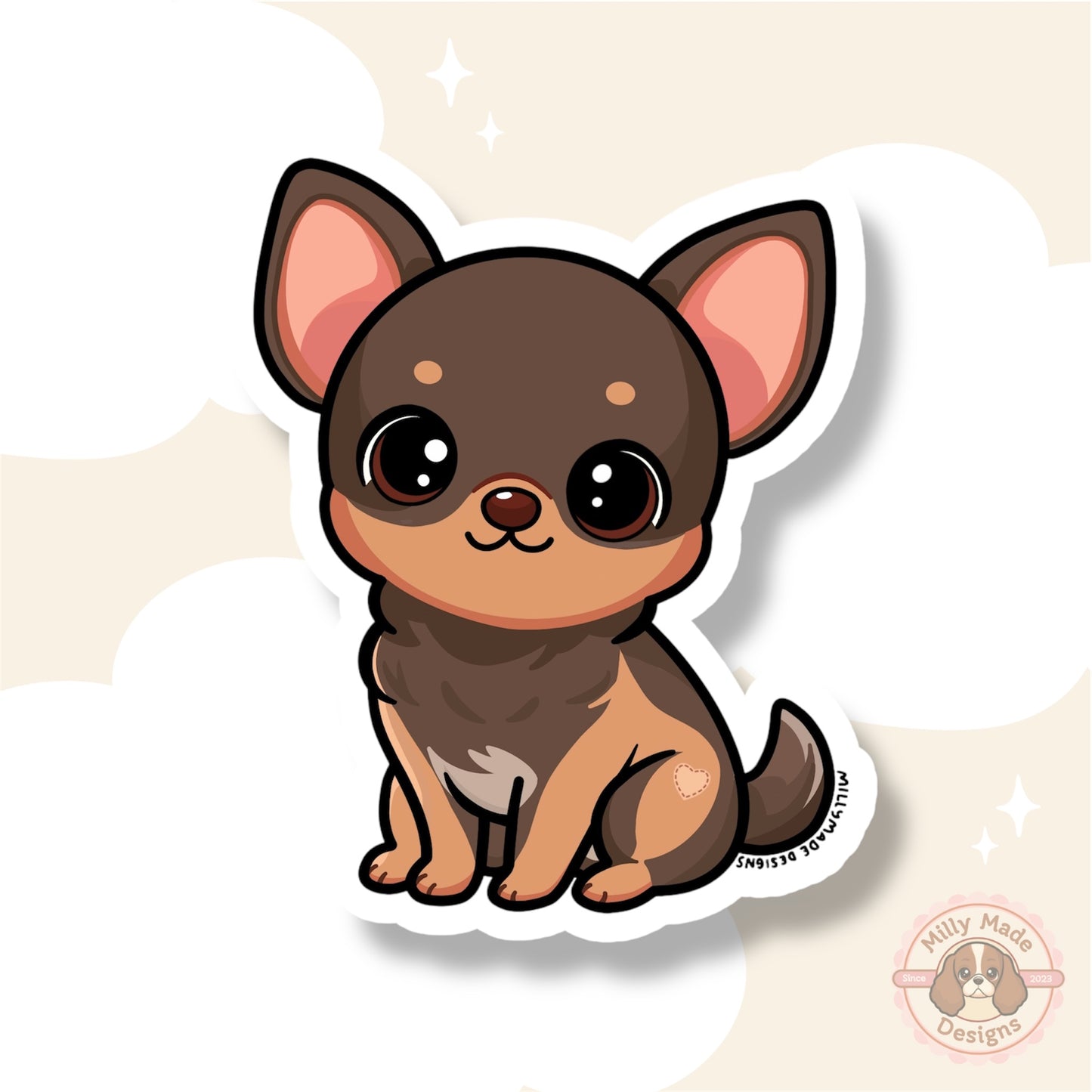 Brown and Tan Chihuahua Waterproof Vinyl Dog Breed Sticker