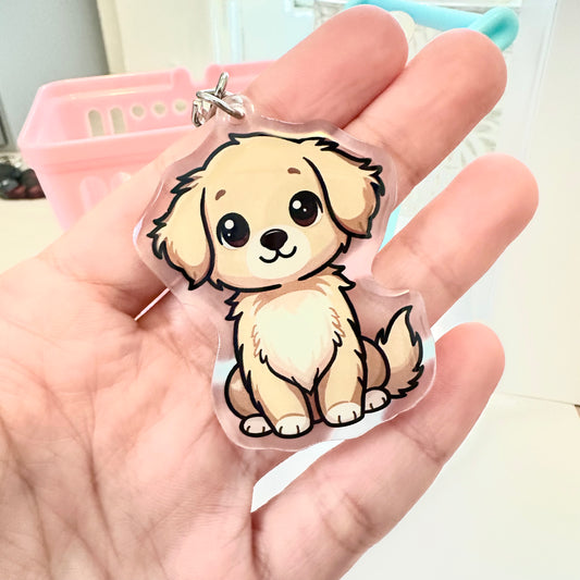 Dark Golden Retriever Acrylic Dog Breed Keychain