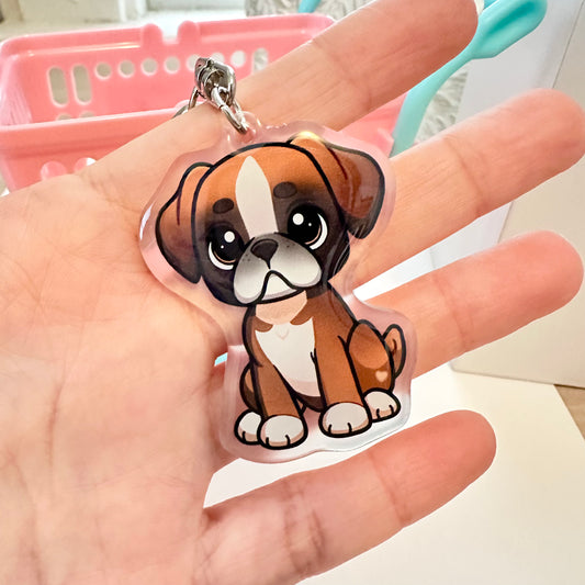 Fawn Boxer Acrylic Dog Breed Keychain