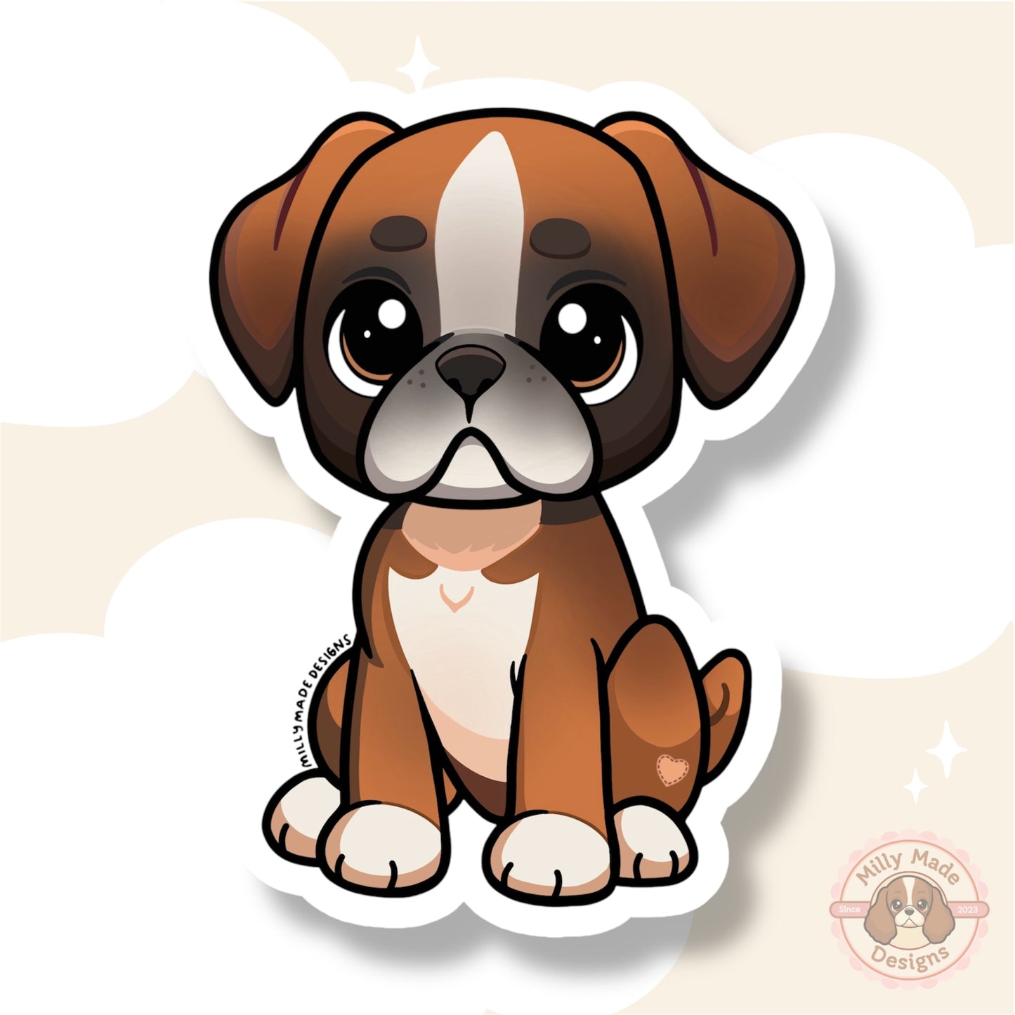 Fawn Boxer Waterproof Vinyl Dog Breed Sticker