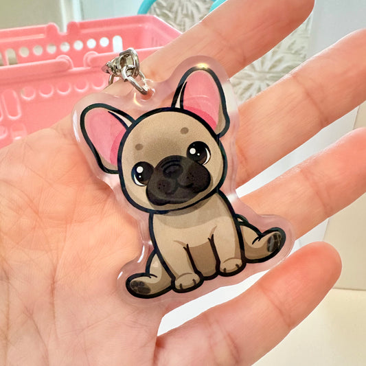 Fawn French Bulldog Frenchie Acrylic Dog Breed Keychain