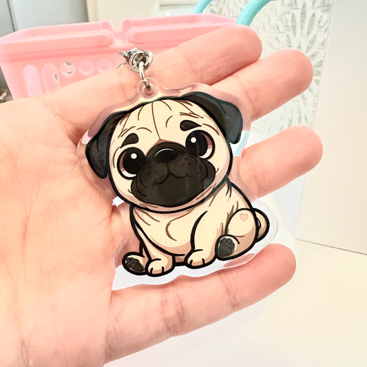 Fawn Pug Acrylic Dog Breed Keychain