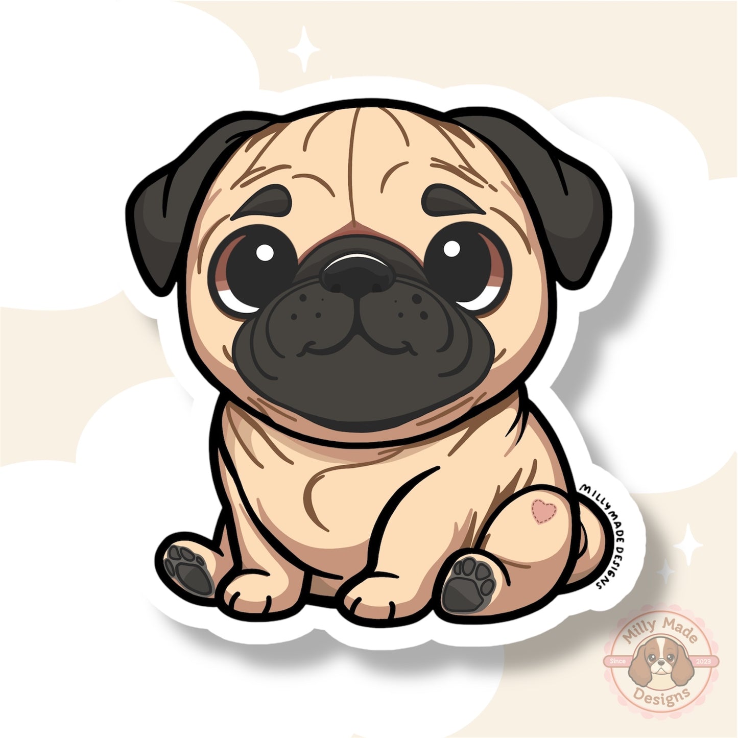 Fawn Pug Waterproof Vinyl Dog Breed Sticker