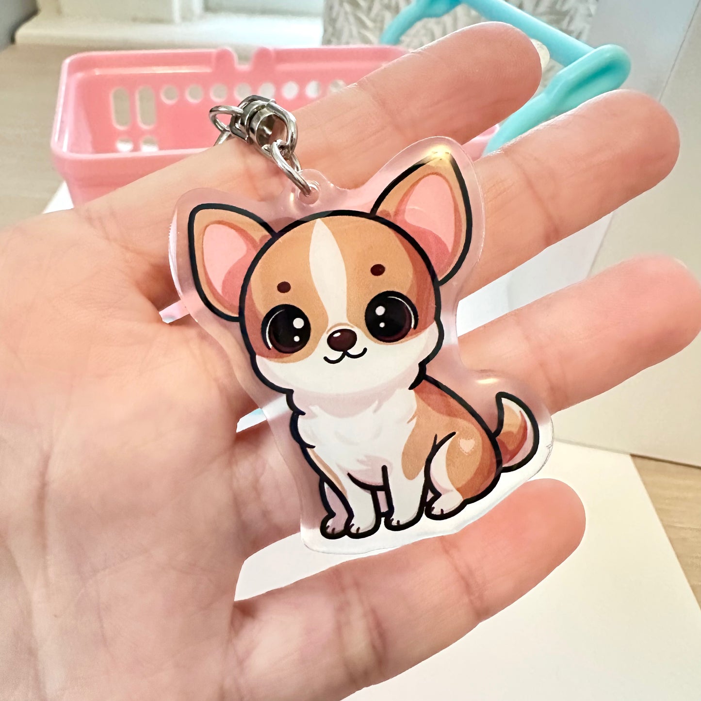 Tan Chihuahua Acrylic Dog Breed Keychain