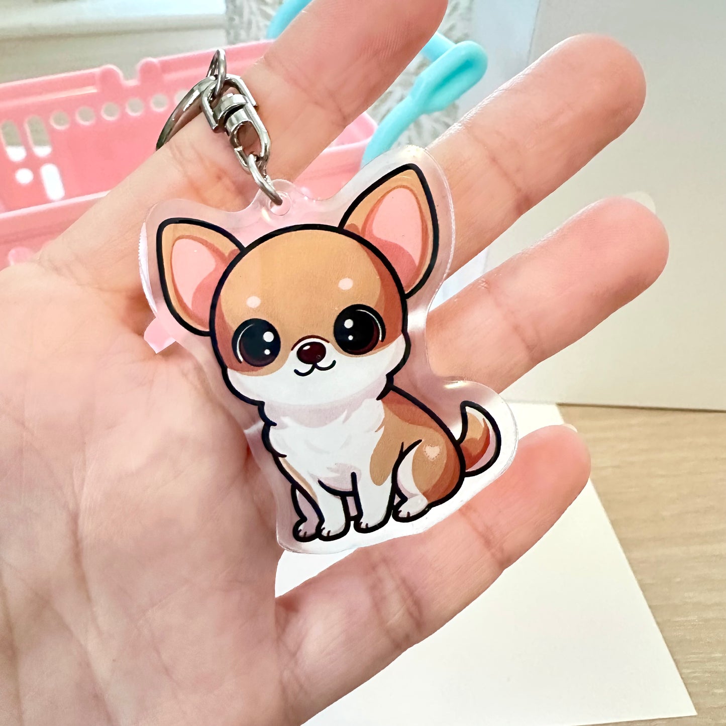 Tan Chihuahua Acrylic Dog Breed Keychain