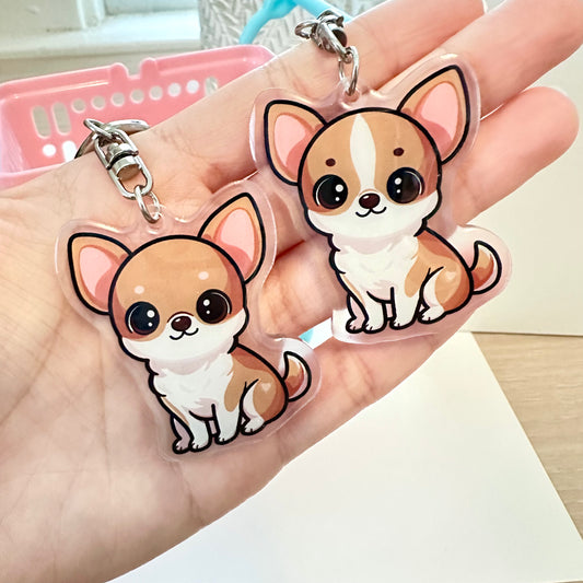 Tan Chihuahua Acrylic Dog Breed Keychain