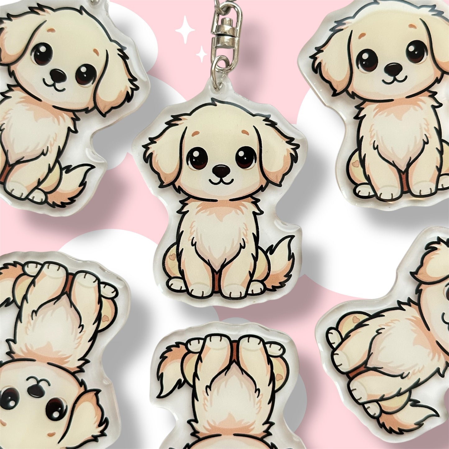Light Golden Retriever Acrylic Dog Breed Keychain