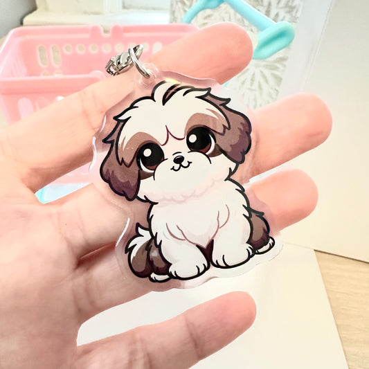 Liver Shih Tzu Acrylic Dog Breed Keychain