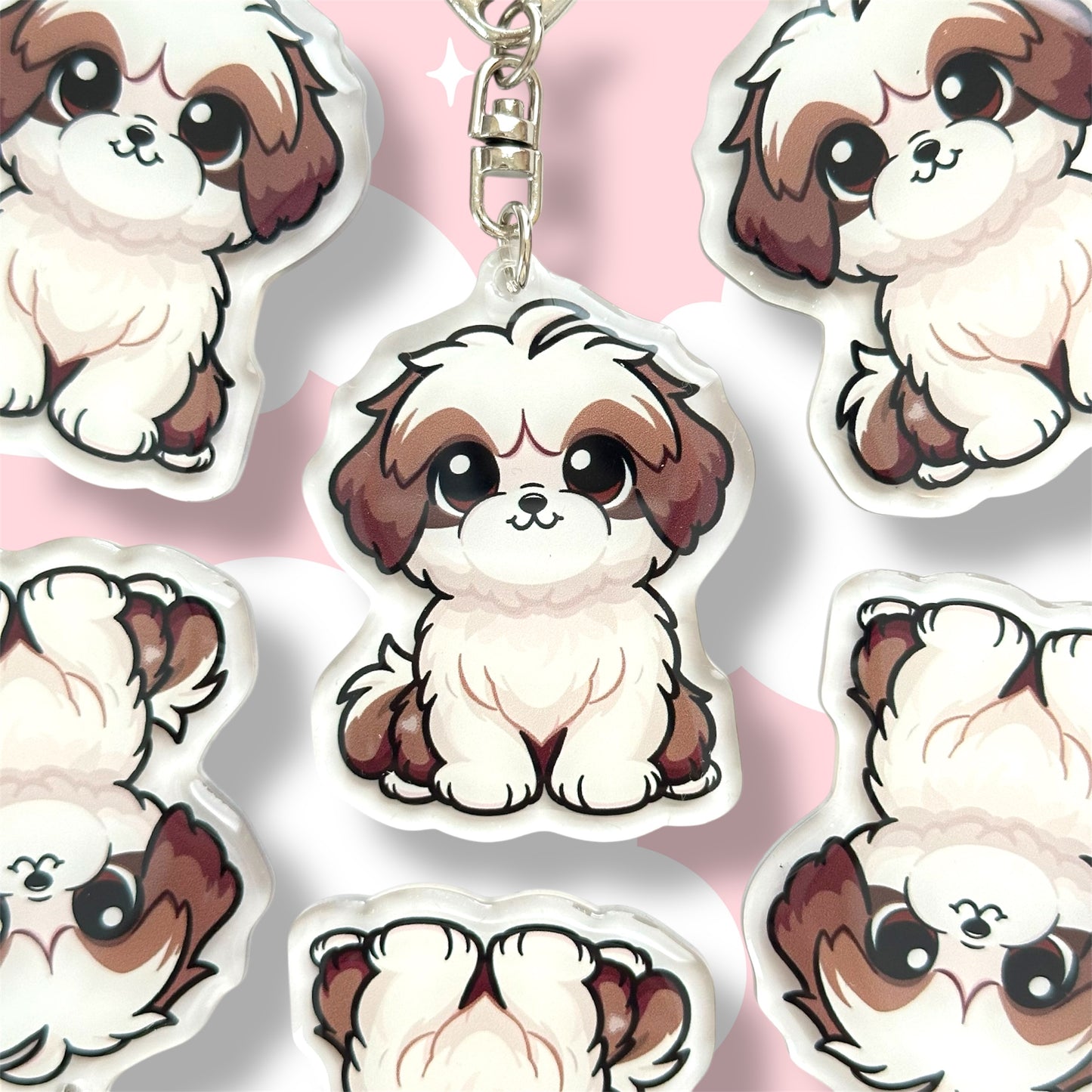 Liver Shih Tzu Acrylic Dog Breed Keychain