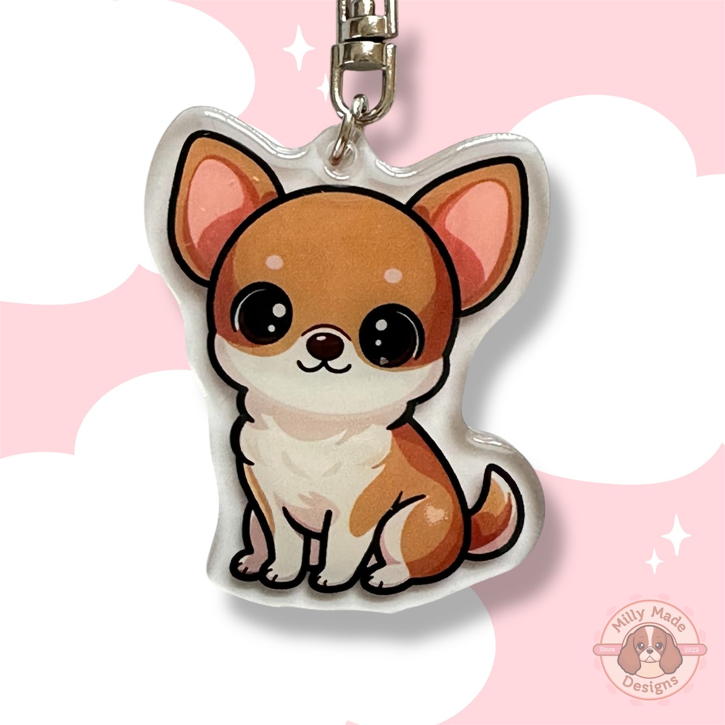 Tan Chihuahua with no head marking, Acrylic Dog Breed Keychain