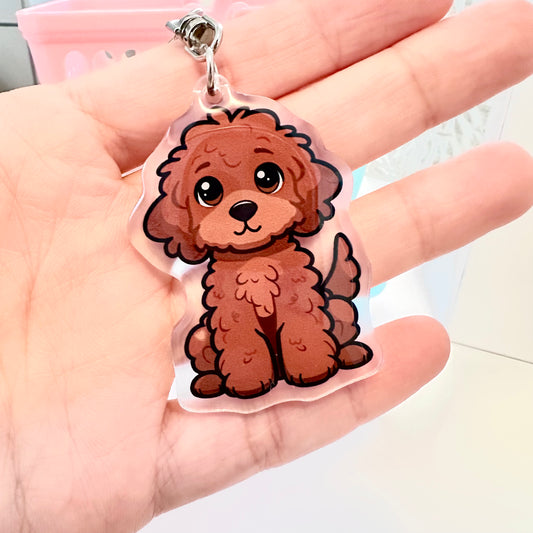 Red Goldendoodle Labradoodle Acrylic Dog Breed Keychain