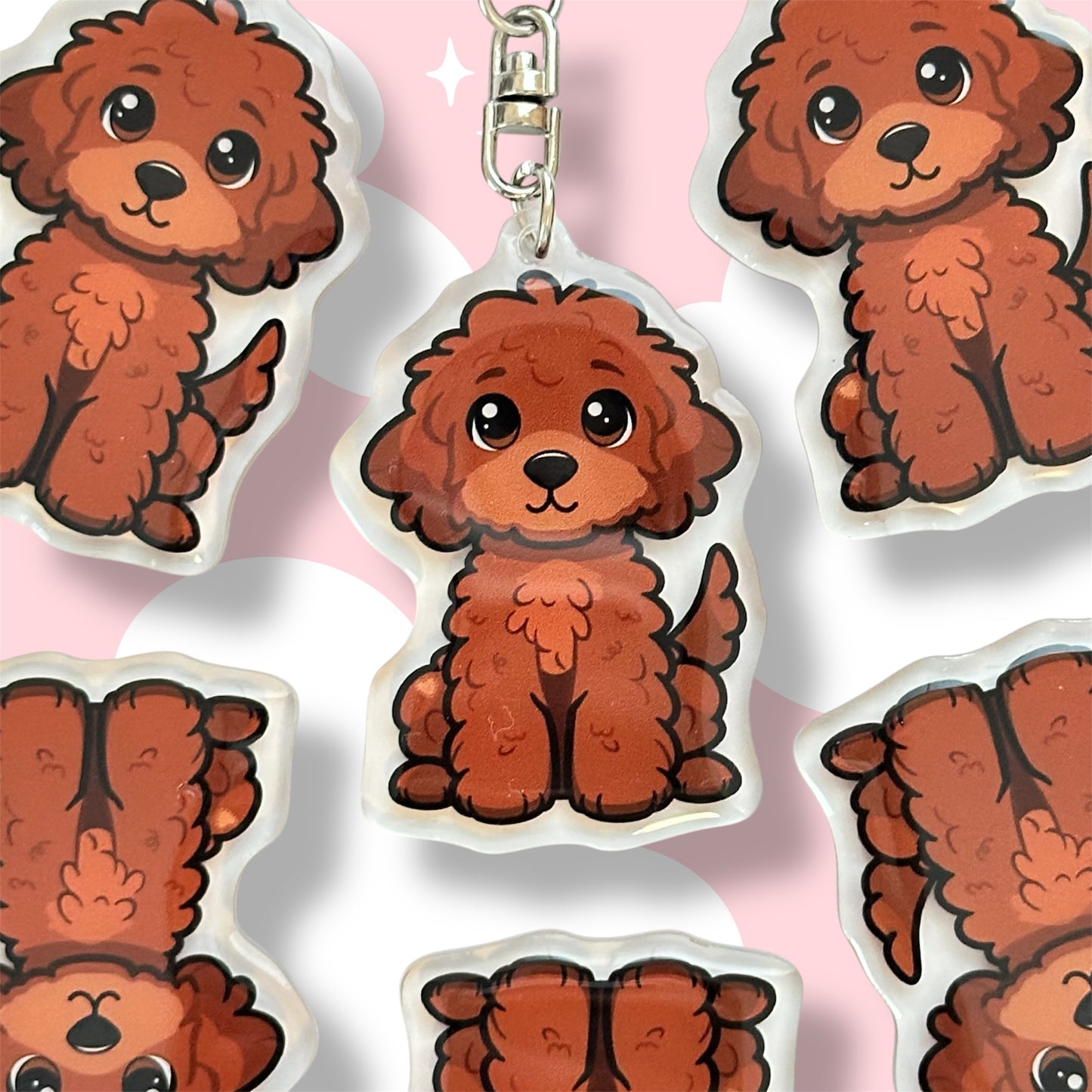 Red Goldendoodle Labradoodle Acrylic Dog Breed Keychain