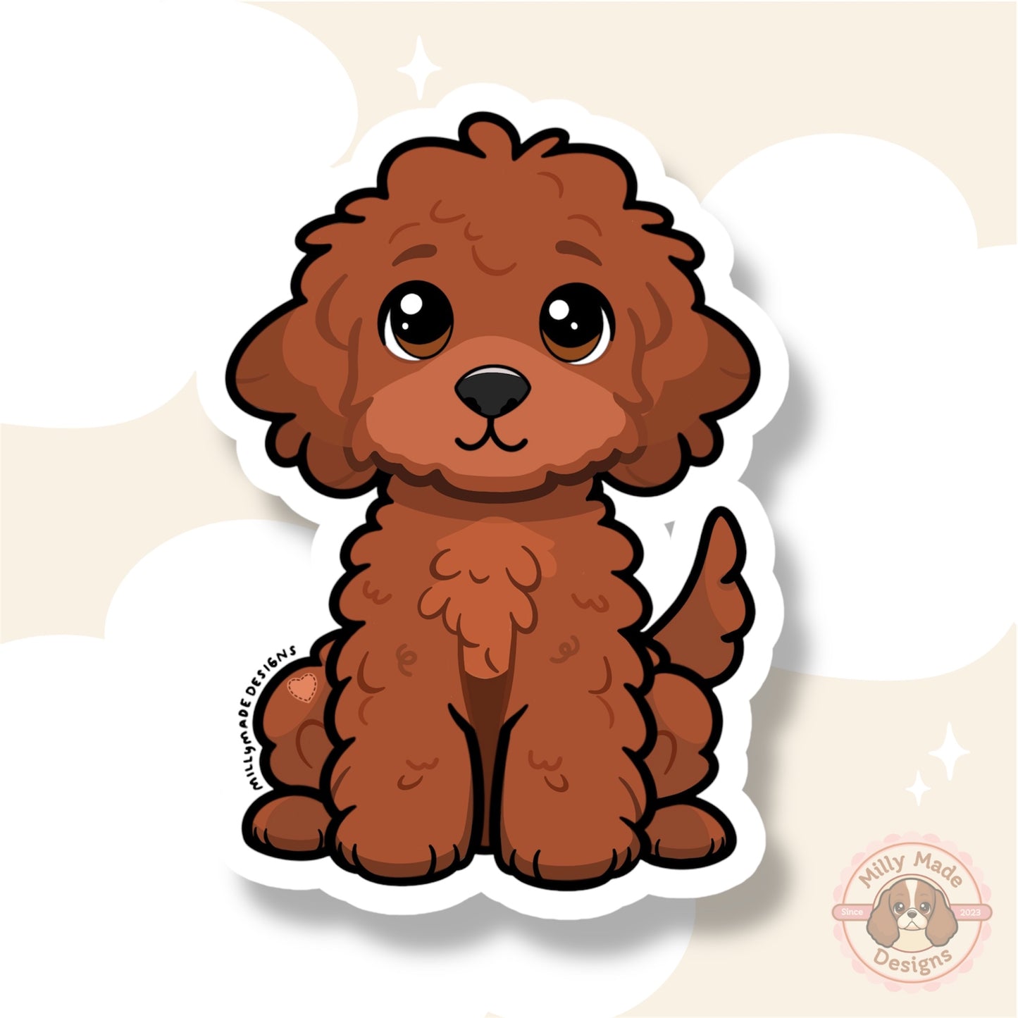 Red Goldendoodle Labradoodle Waterproof Vinyl Dog Breed Sticker