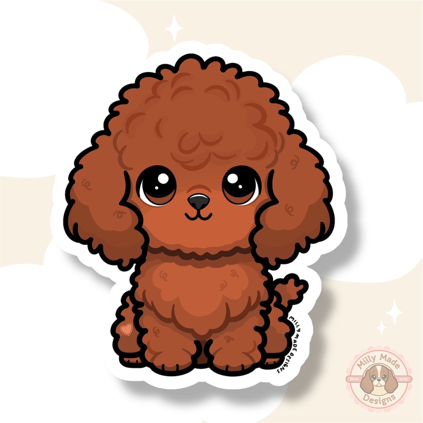 Red Mini Poodle Waterproof Vinyl Dog Breed Sticker