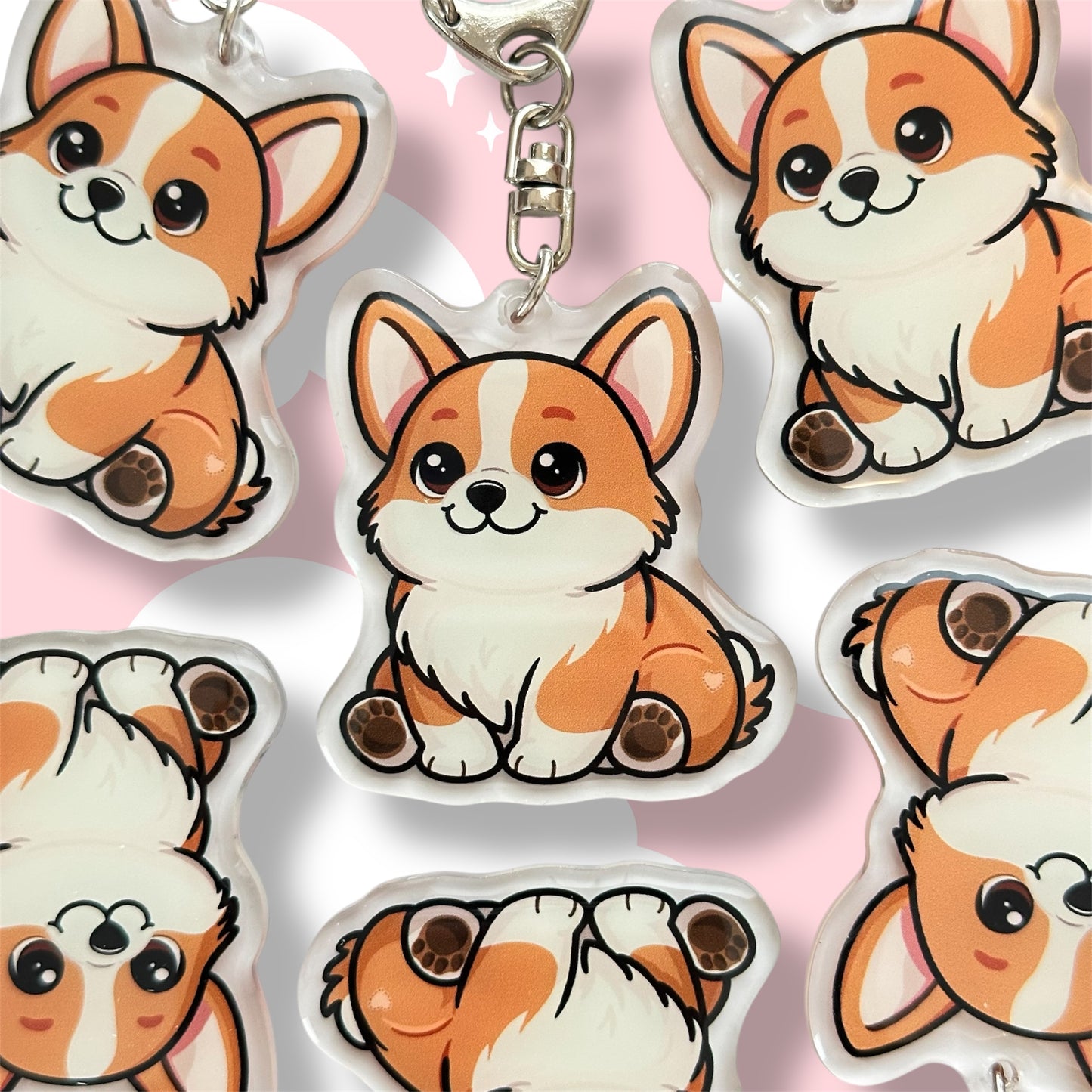 Red Pembroke Welsh Corgi Acrylic Dog Breed Keychain