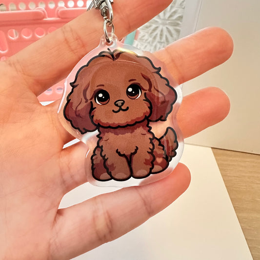 Ruby Brown Cavapoo Acrylic Dog Breed Keychain