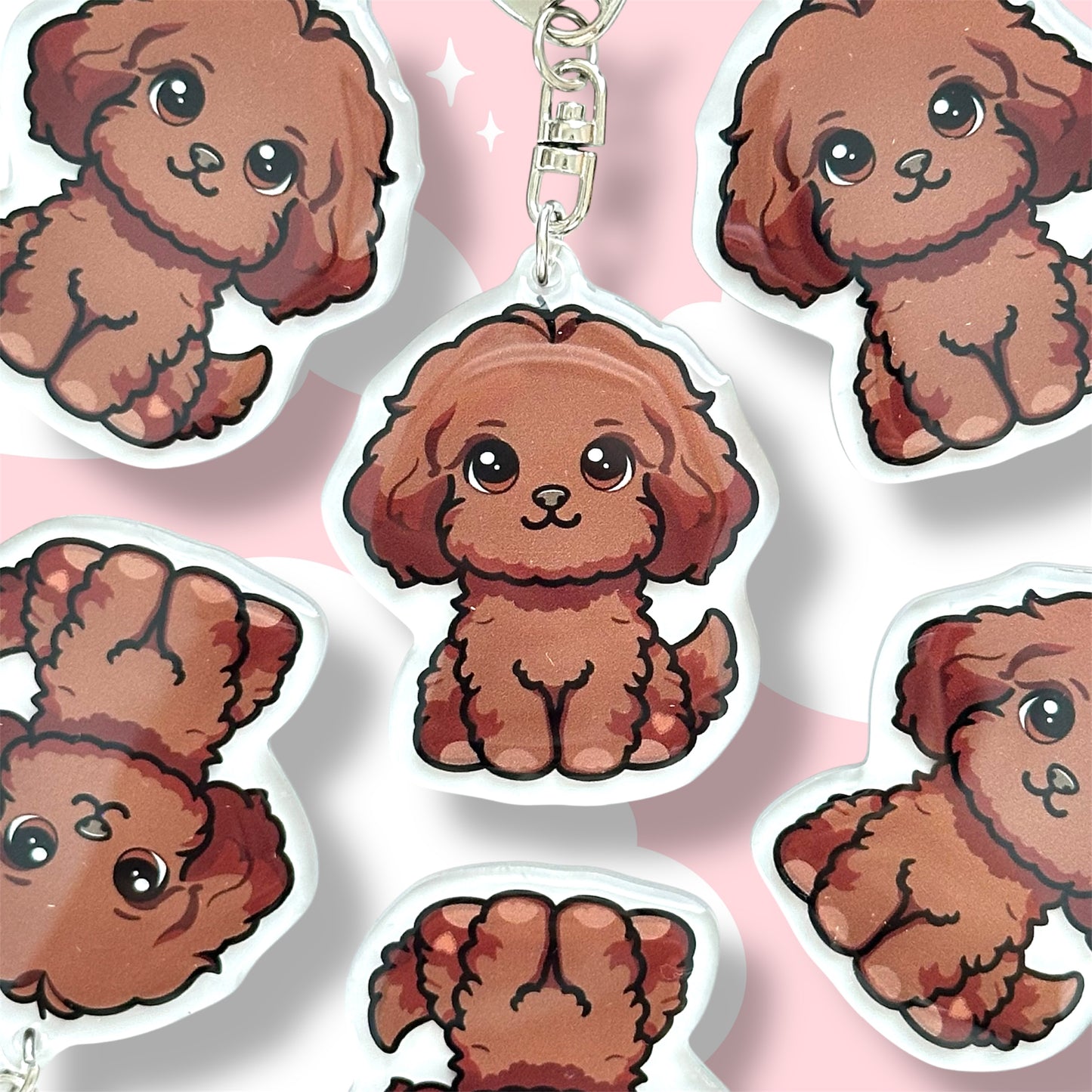 Ruby Brown Cavapoo Acrylic Dog Breed Keychain