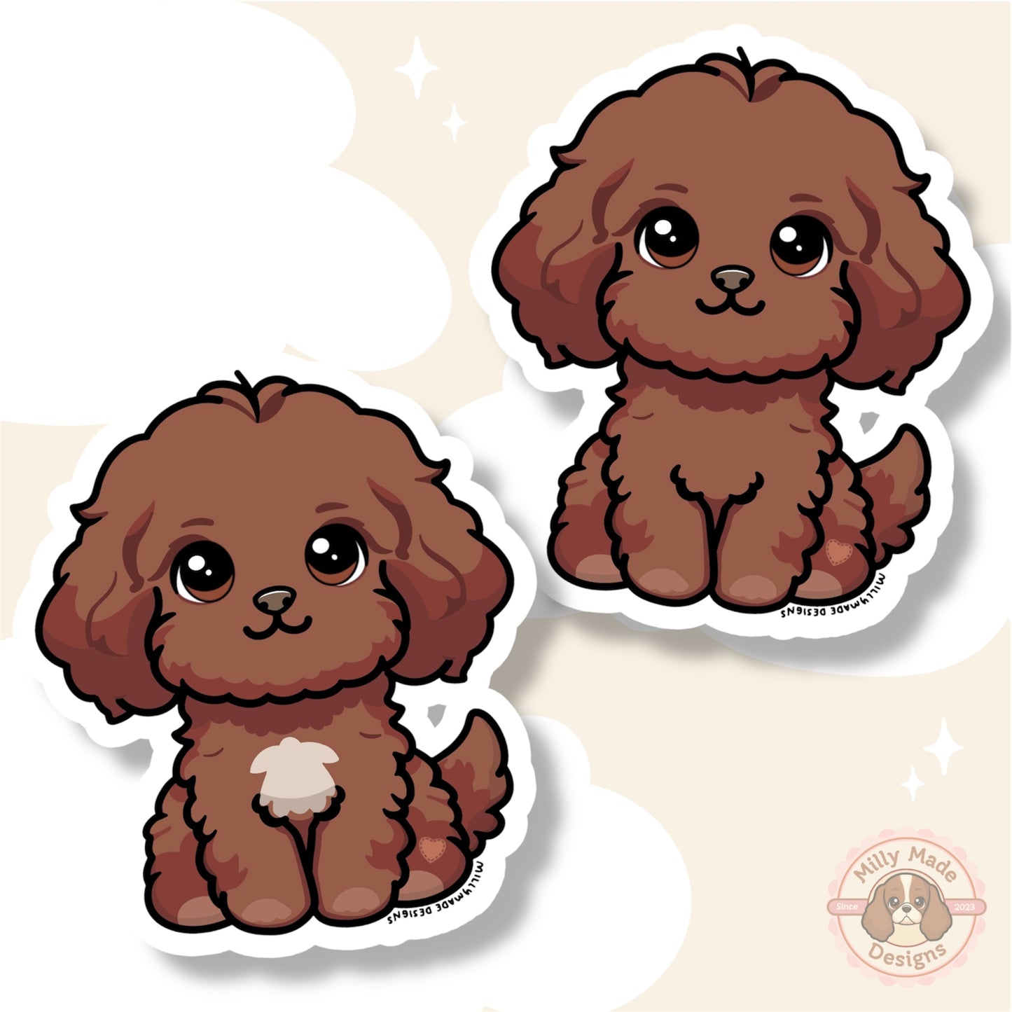 Ruby Brown Cavapoo Cavoodle Waterproof Vinyl Dog Breed Sticker