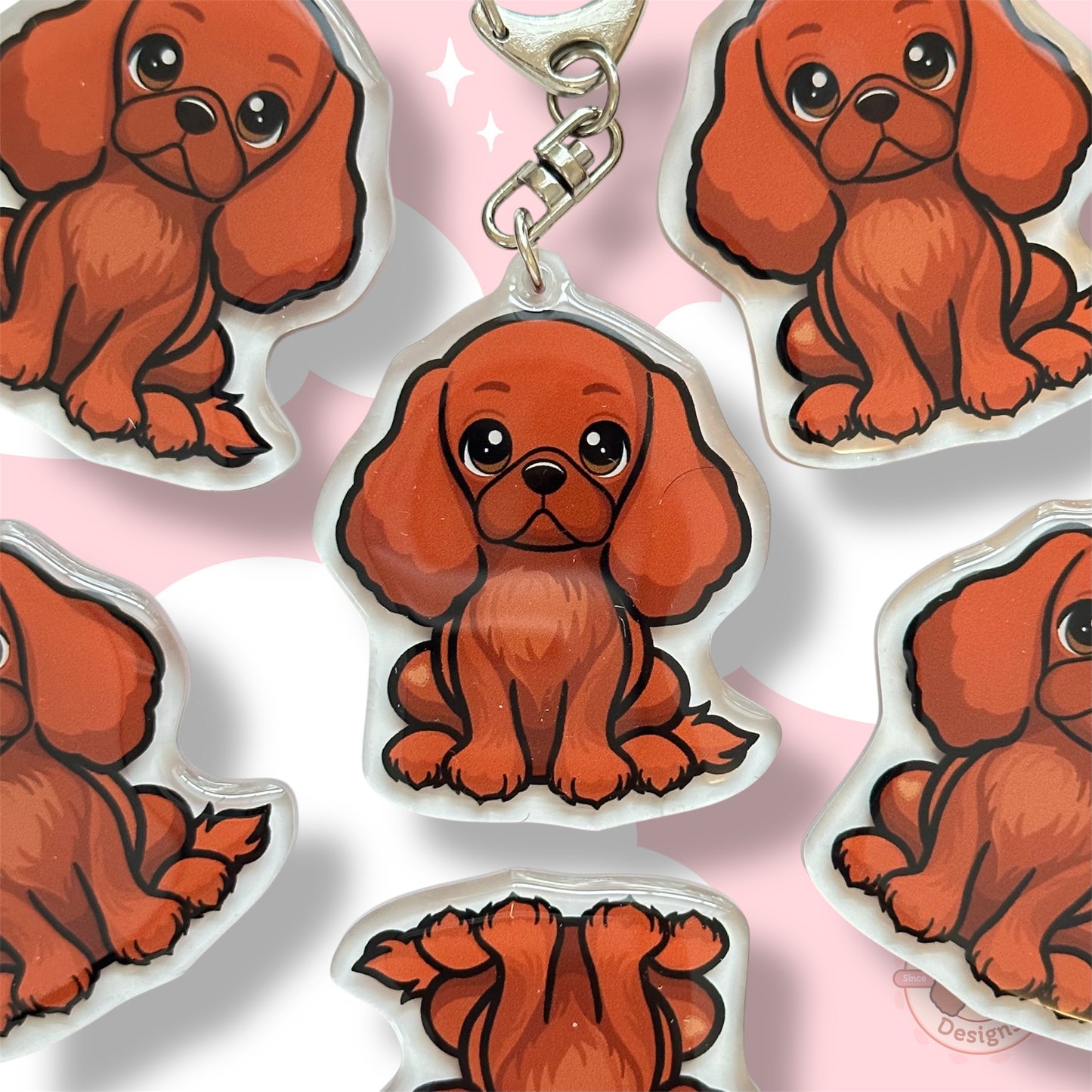 Ruby Cavalier King Charles Spaniel Acrylic Dog Breed Keychain