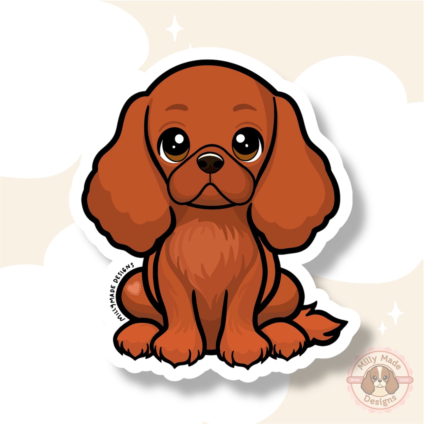 Ruby Cavalier King Charles Spaniel Waterproof Vinyl Dog Breed Sticker