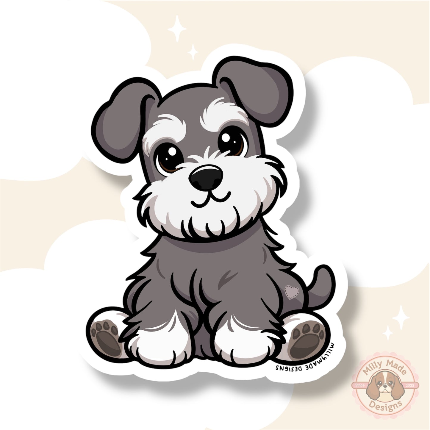 Salt and Pepper Schnauzer Waterproof Vinyl Dog Breed Sticker