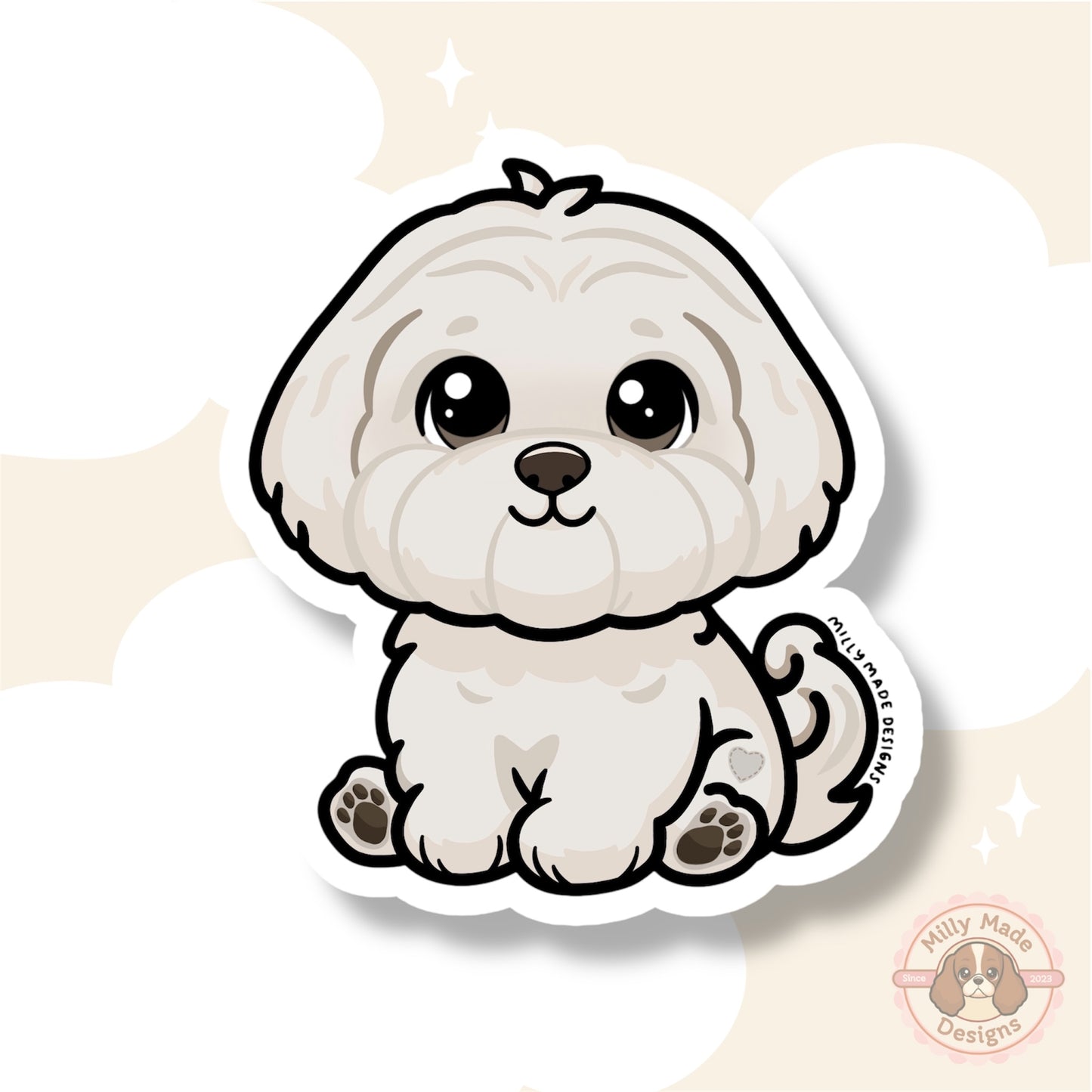 Shorthaired White Maltese Waterproof Vinyl Dog Breed Sticker