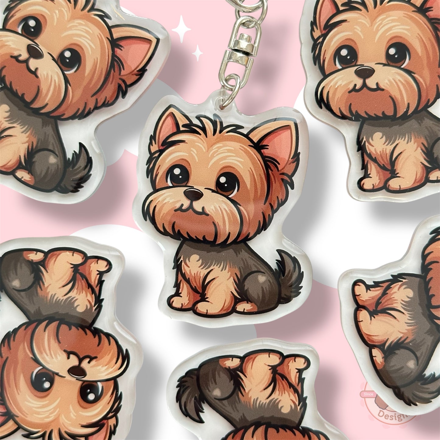 Shorthaired Yorkshire Terrier Yorkie Acrylic Dog Breed Keychain