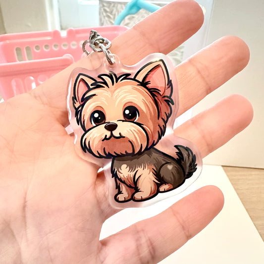 Shorthaired Yorkshire Terrier Yorkie Acrylic Dog Breed Keychain