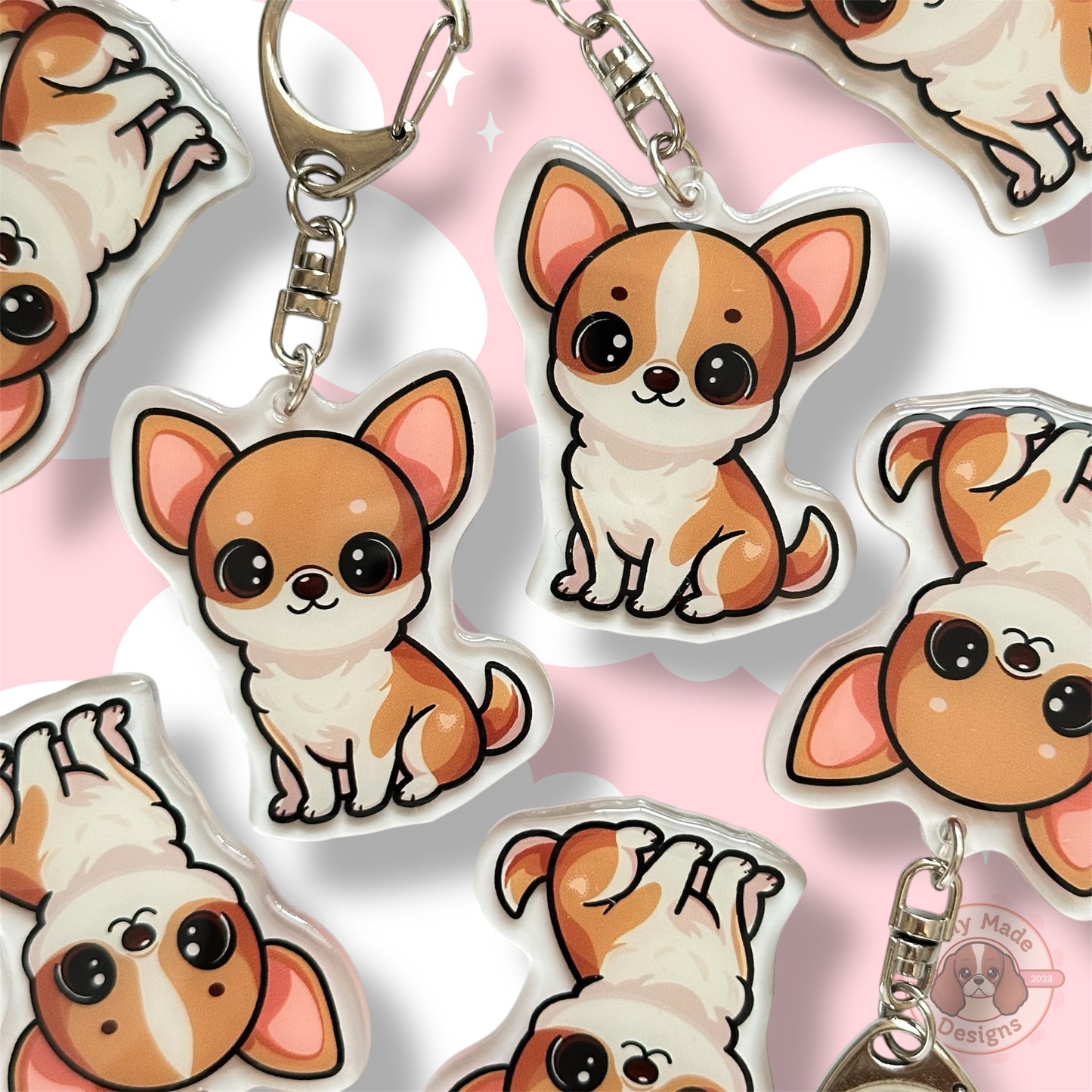 Tan Chihuahua Acrylic Dog Breed Keychain