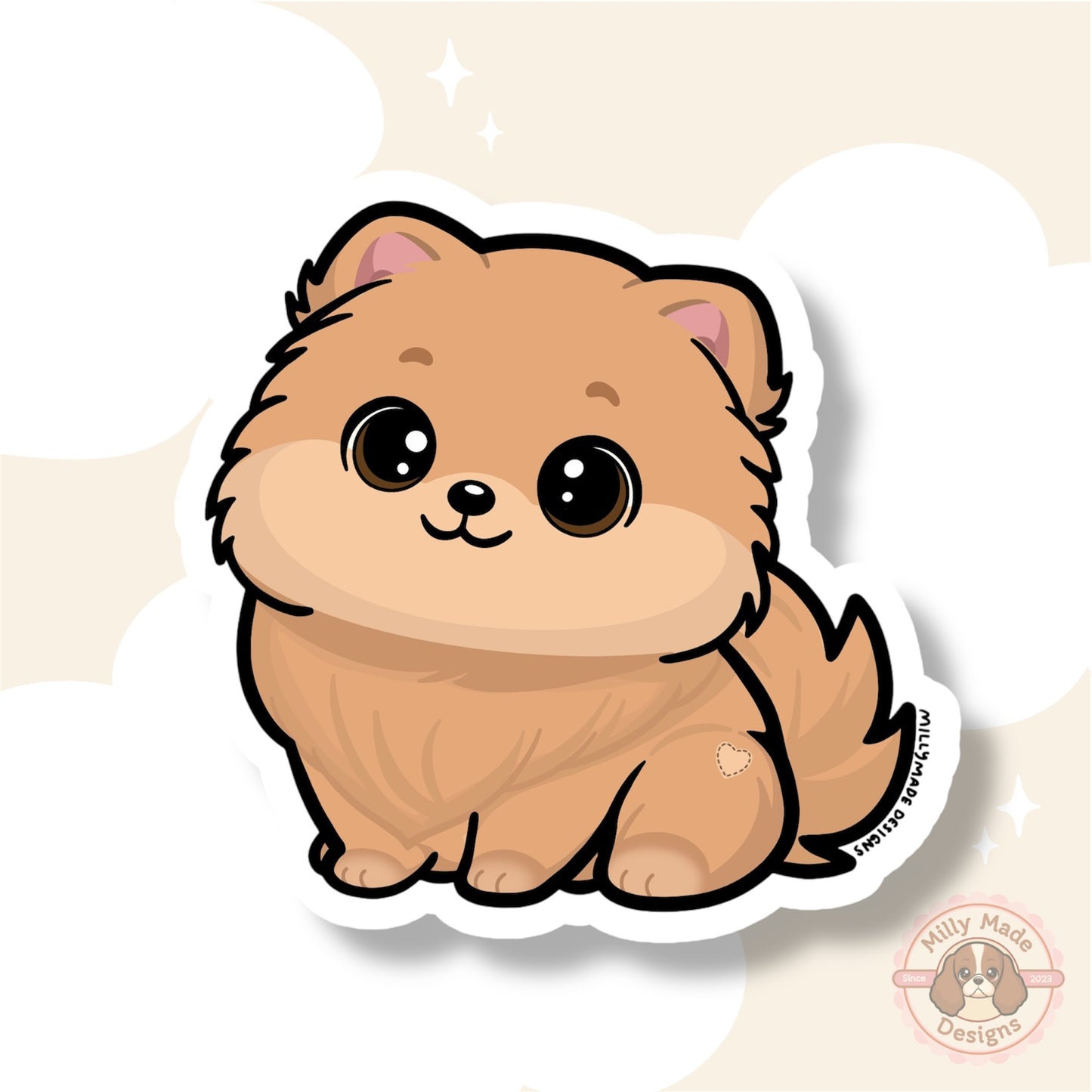 Tan Pomeranian Waterproof Vinyl Dog Breed Sticker