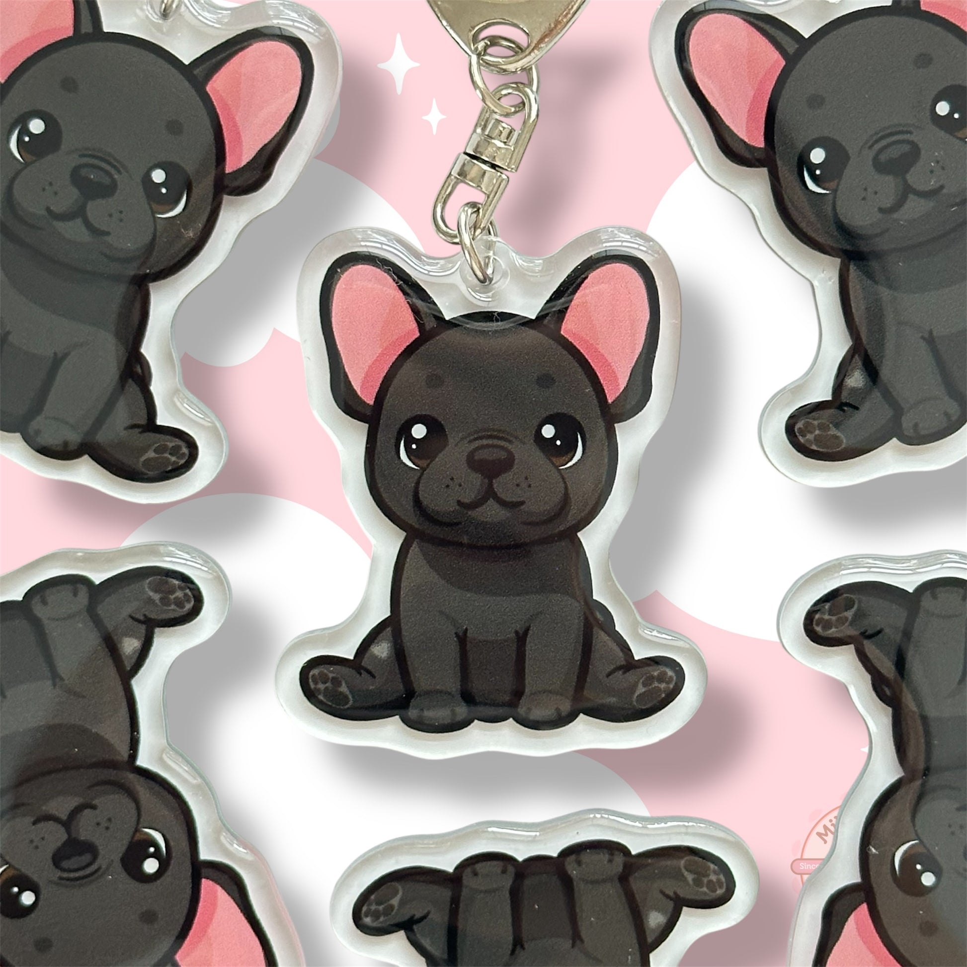 Black French Bulldog Acrylic Dog Breed Keychain