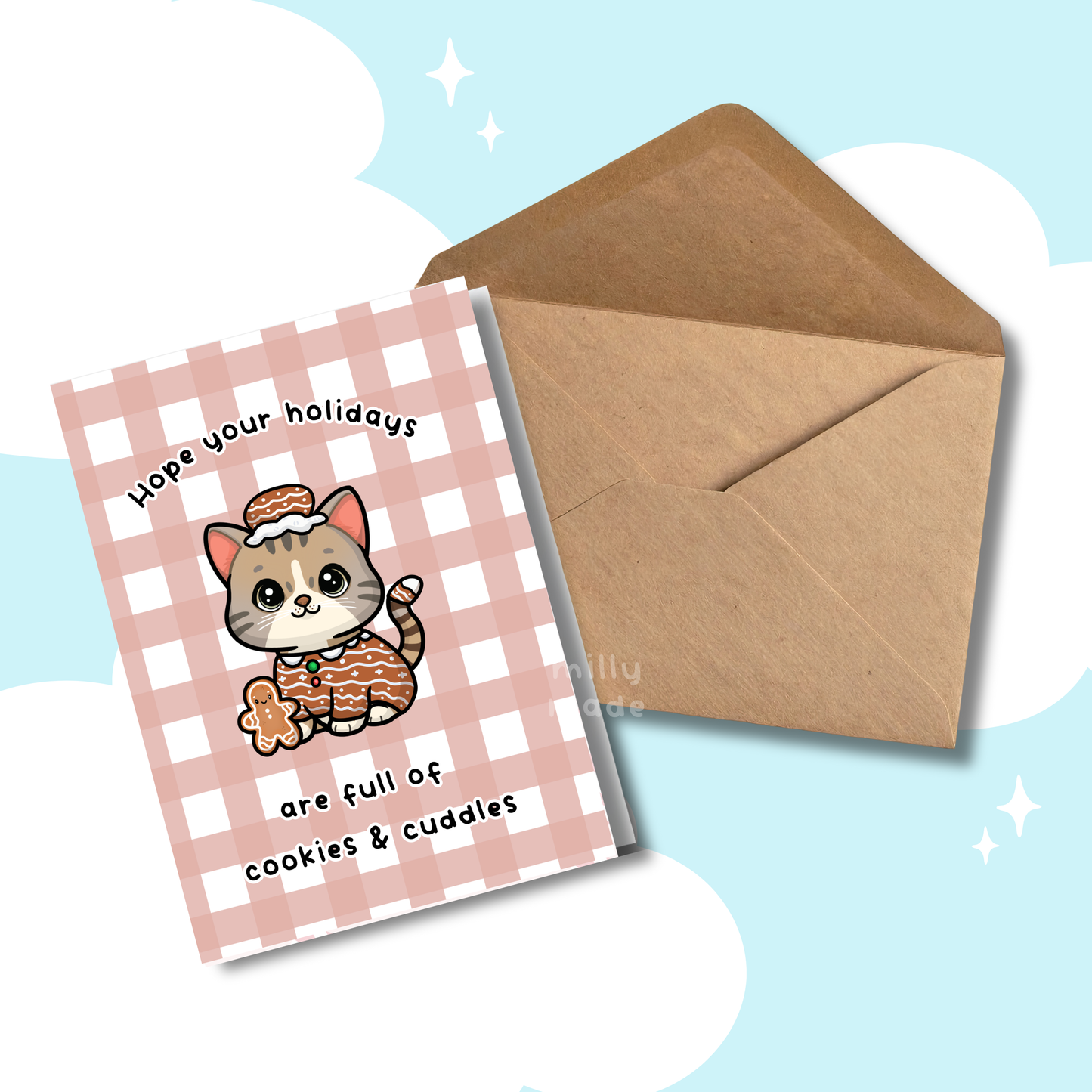 Gingerbread Cat Christmas Card | Seasonal | Holiday Greeting Card