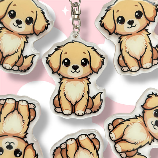 Dark Golden Retriever Acrylic Dog Breed Keychain