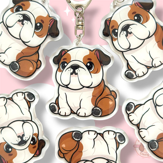 English Bulldog Acrylic Dog Breed Keychain