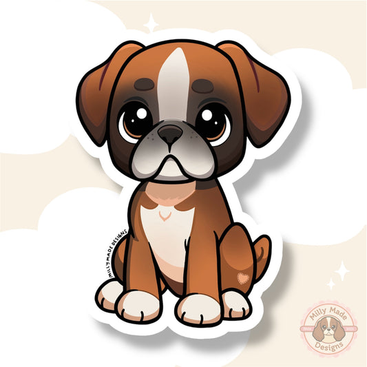 Fawn Boxer Waterproof Vinyl Dog Breed Sticker