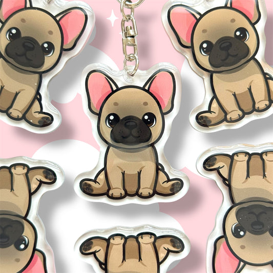 Fawn French Bulldog Frenchie Acrylic Dog Breed Keychain