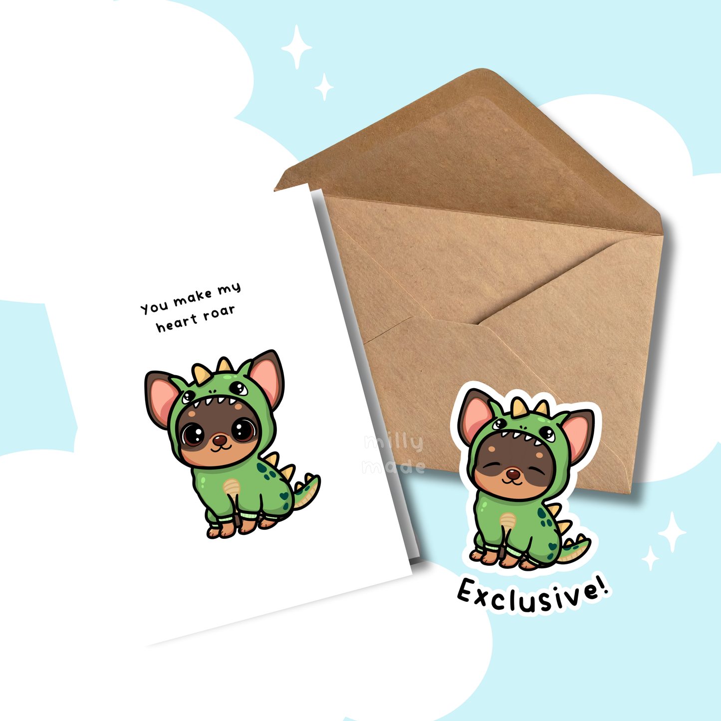You Make My Heart Roar Dino Greeting Card | Funny Dog | General | Greeting Card