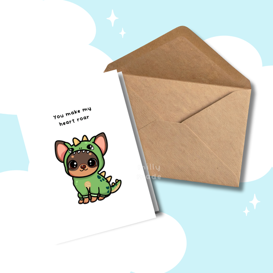 You Make My Heart Roar Dino Greeting Card | Funny Dog | General | Greeting Card