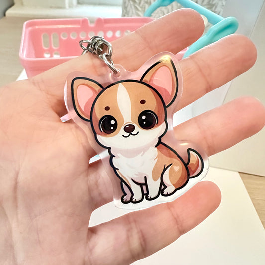 Tan Chihuahua Acrylic Dog Breed Keychain