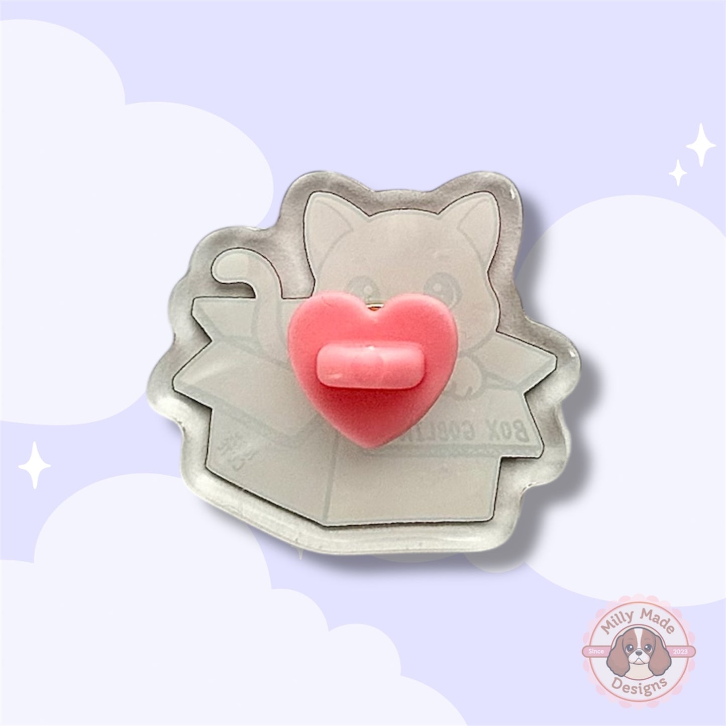 Orange Cat Box Goblin Acrylic Pin with Epoxy Resin | Cute Cat Cartoon | Hand-Drawn Design