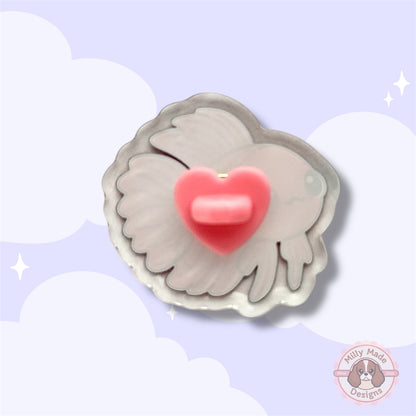 Red Betta Fish Acrylic Pin with Epoxy Resin | Cute Fish Cartoon | Hand-Drawn Design