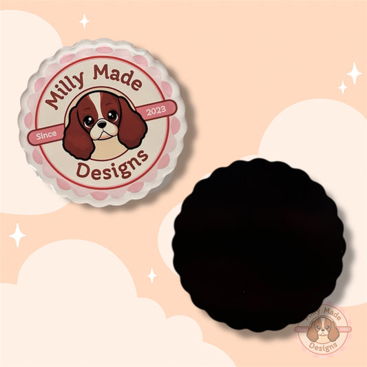 Milly Made Designs Logo Acrylic Magnet with Epoxy Resin | Scratch-Free | Full Magnet Backing